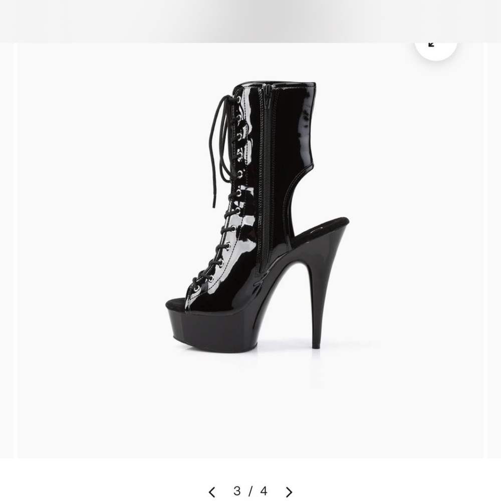 Glossy Black Lace-Up Platform Heels